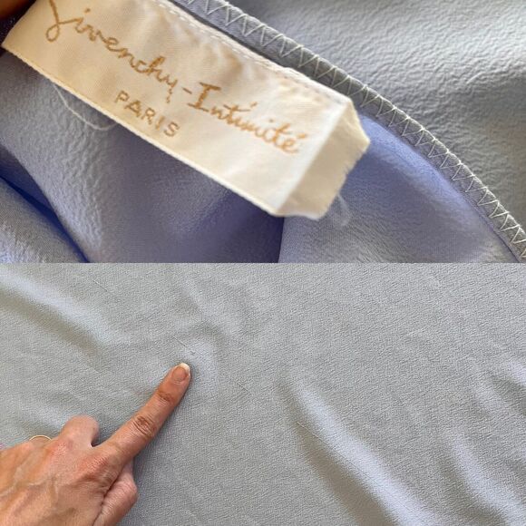 Vintage 80s GIVENCHY Intimite Paris Pastel Blue Floral Maxi Mumu Nightgown OS - Picture 6 of 7